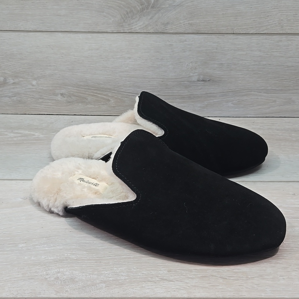Madewell Women Calf Suede Sheep Shearling Slippers Shoes Sz 9